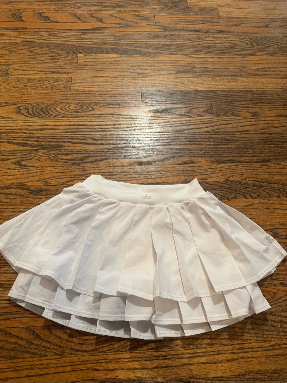 ALO Yoga White Layered Circle Skater Skirt